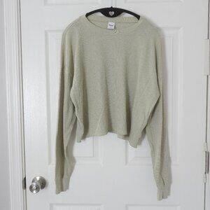 Aritzia TNA Light Green Waffle Cropped Longsleeve